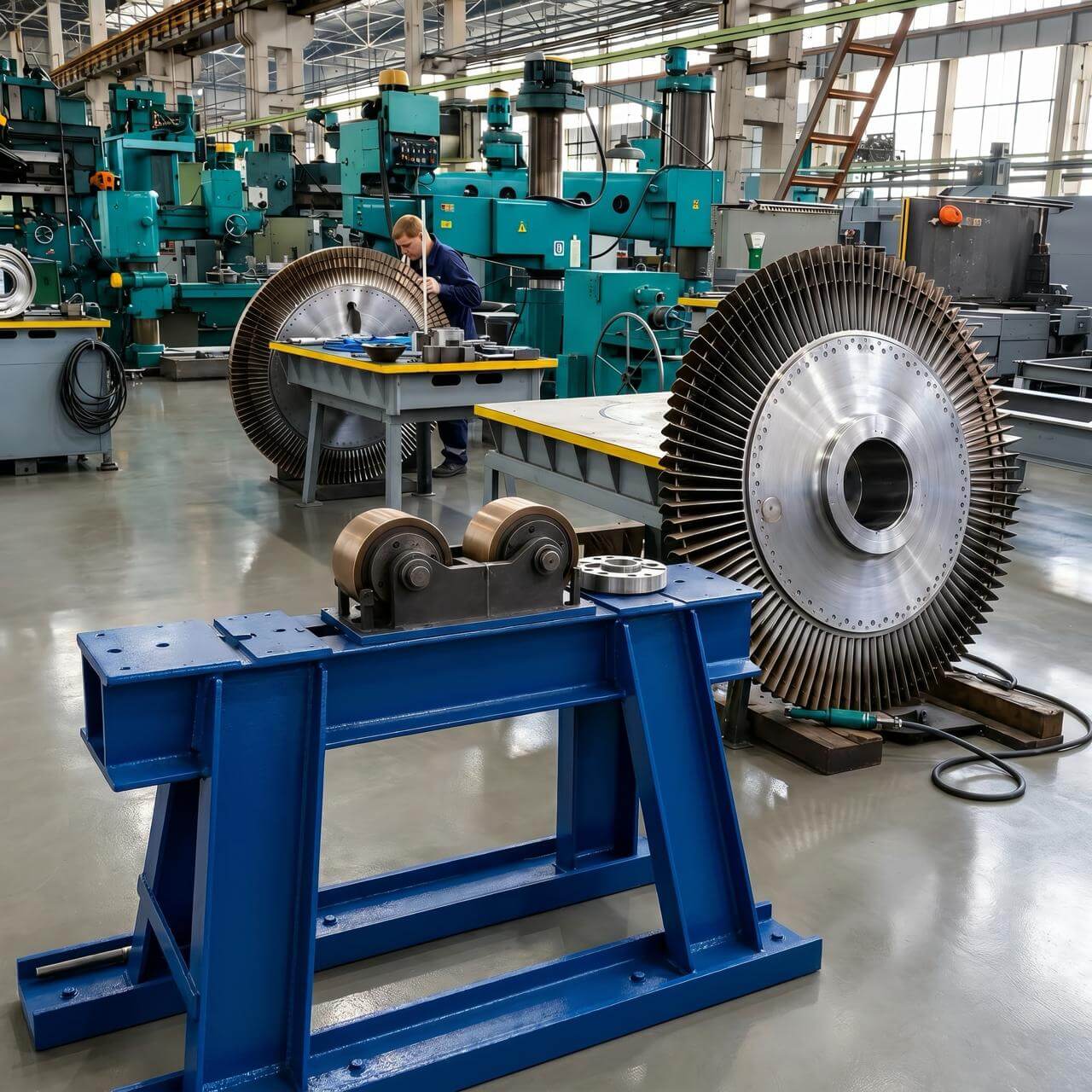 Steam turbine blades and rotor discs